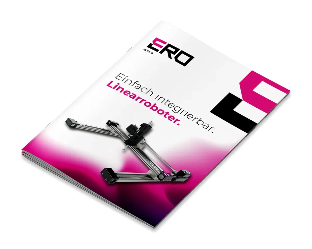 ERO Botics Broschüre mit einem Linearroboter auf dem Cover